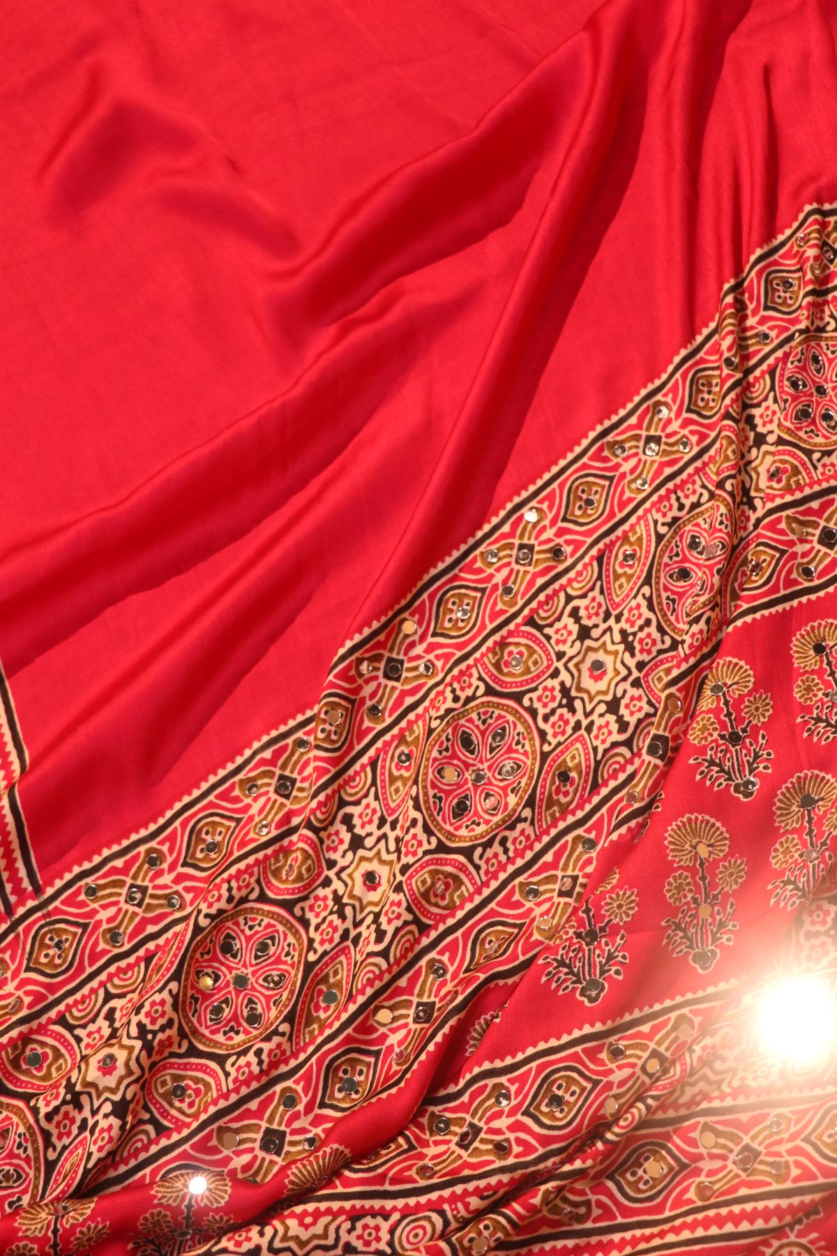 Ajrak rich pallu mirror