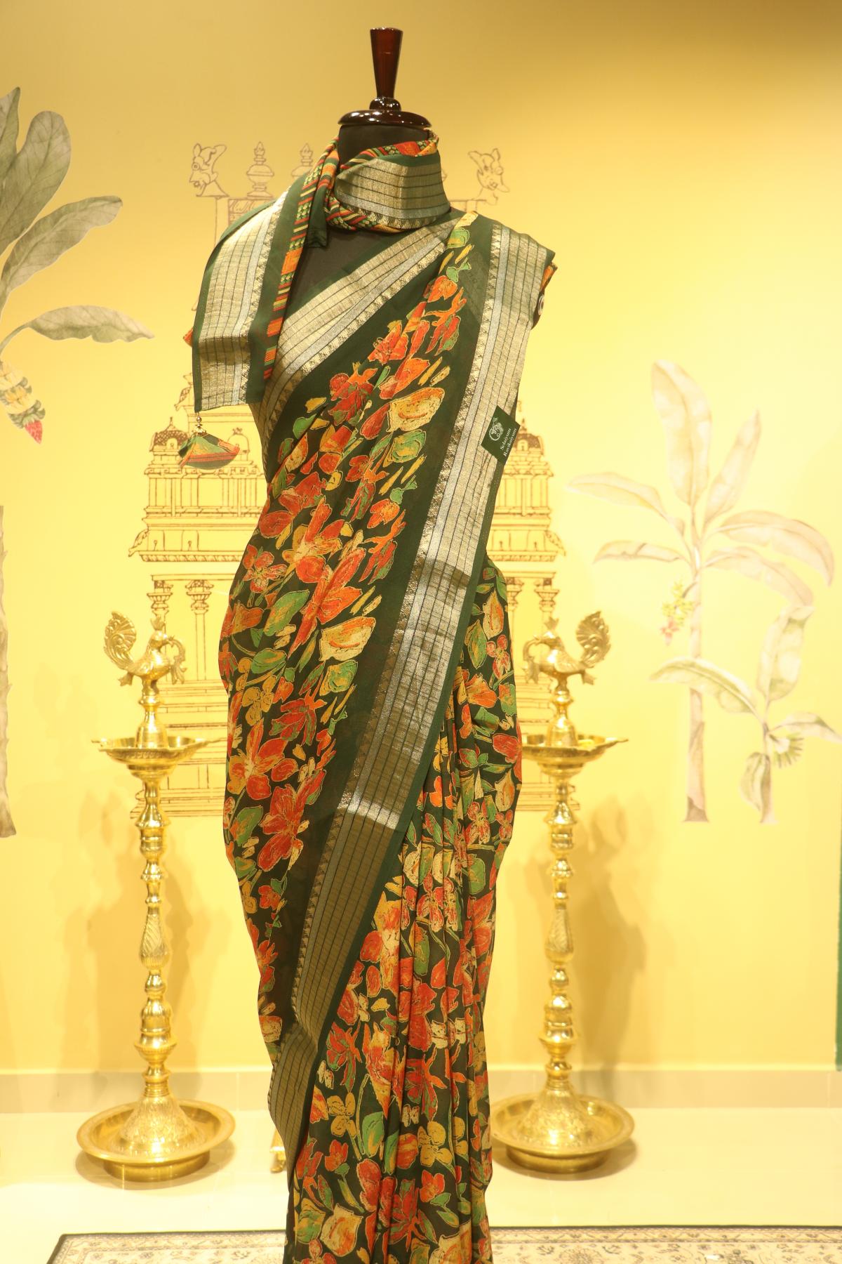 Georgette tassel green