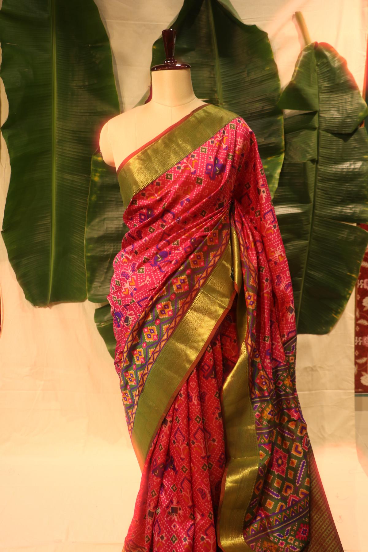 Pochampalli art zari pink