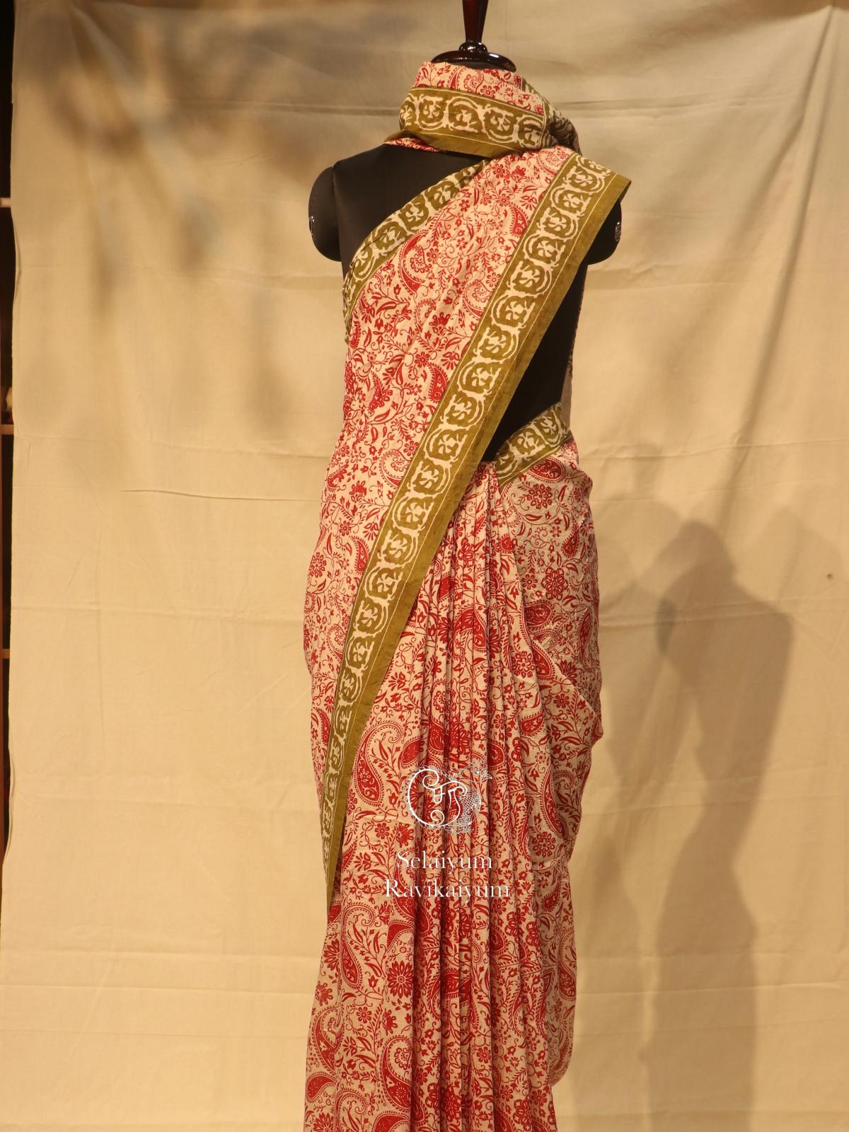 Moonga cotton green border