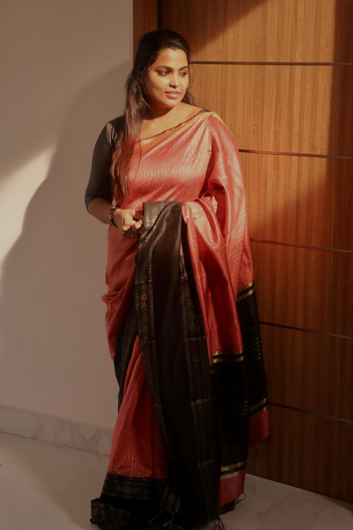 Semi raw silk peach